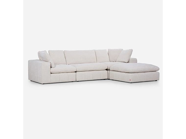 SOFÁ ROSEN BLANCO CRUDO SECCIONAL DORNIE TELA 4 PIEZAS 3