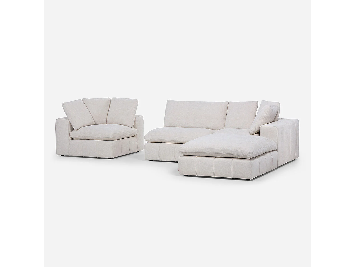 SOFÁ ROSEN BLANCO CRUDO SECCIONAL DORNIE TELA 4 PIEZAS 4
