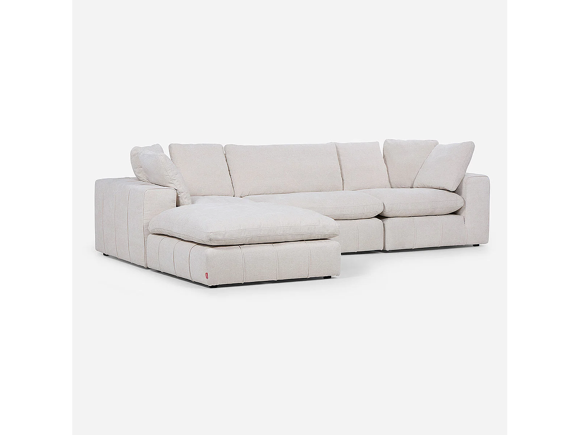 SOFÁ ROSEN BLANCO CRUDO SECCIONAL DORNIE TELA 4 PIEZAS 5