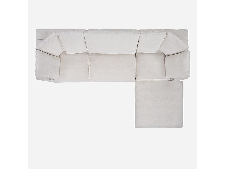 SOFÁ ROSEN BLANCO CRUDO SECCIONAL DORNIE TELA 4 PIEZAS 6