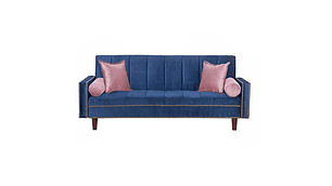 FUTÓN BLACK FACTORY VANGUARDIA 3 CUERPOS FELPA AZUL SOFA CAMA 200 X110 ROSA