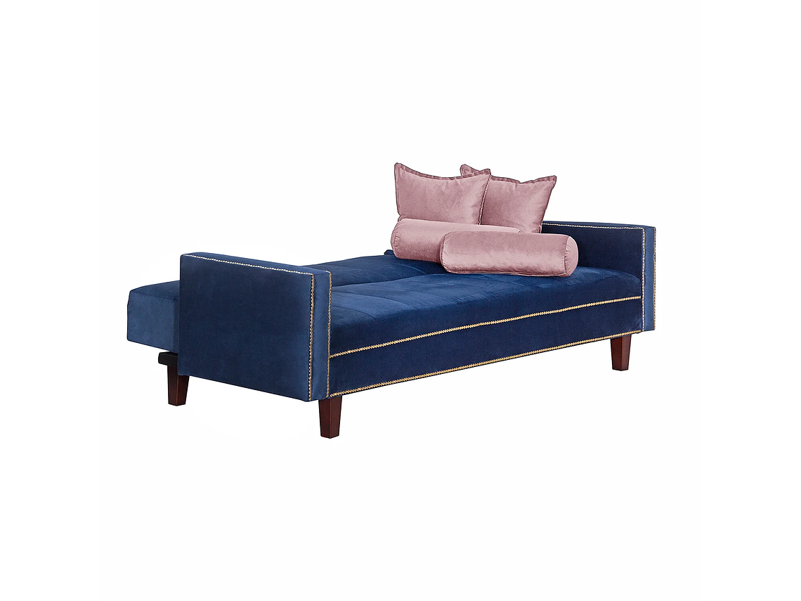 FUTÓN BLACK FACTORY VANGUARDIA 3 CUERPOS FELPA AZUL SOFA CAMA 200 X110 ROSA 3