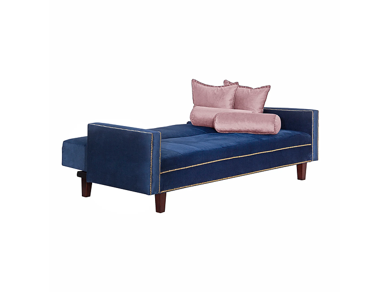 FUTÓN BLACK FACTORY VANGUARDIA 3 CUERPOS FELPA AZUL SOFA CAMA 200 X110 ROSA 3