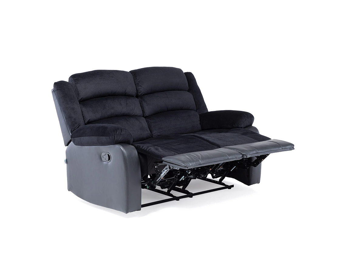 SOFÁ VYS SPA BLACK VENOM 2 CUERPOS ACERO NEGRO RECLINABLE 2