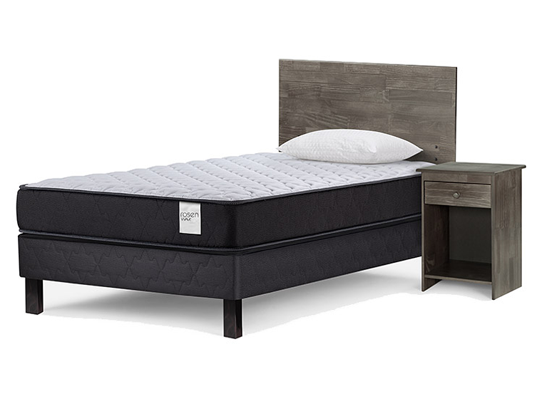 JUEGO DE DORMITORIO ROSEN CAMA EUROPEA WAVE 1 PLAZA + SET TABOR GRIS + ALMOHADAS 2