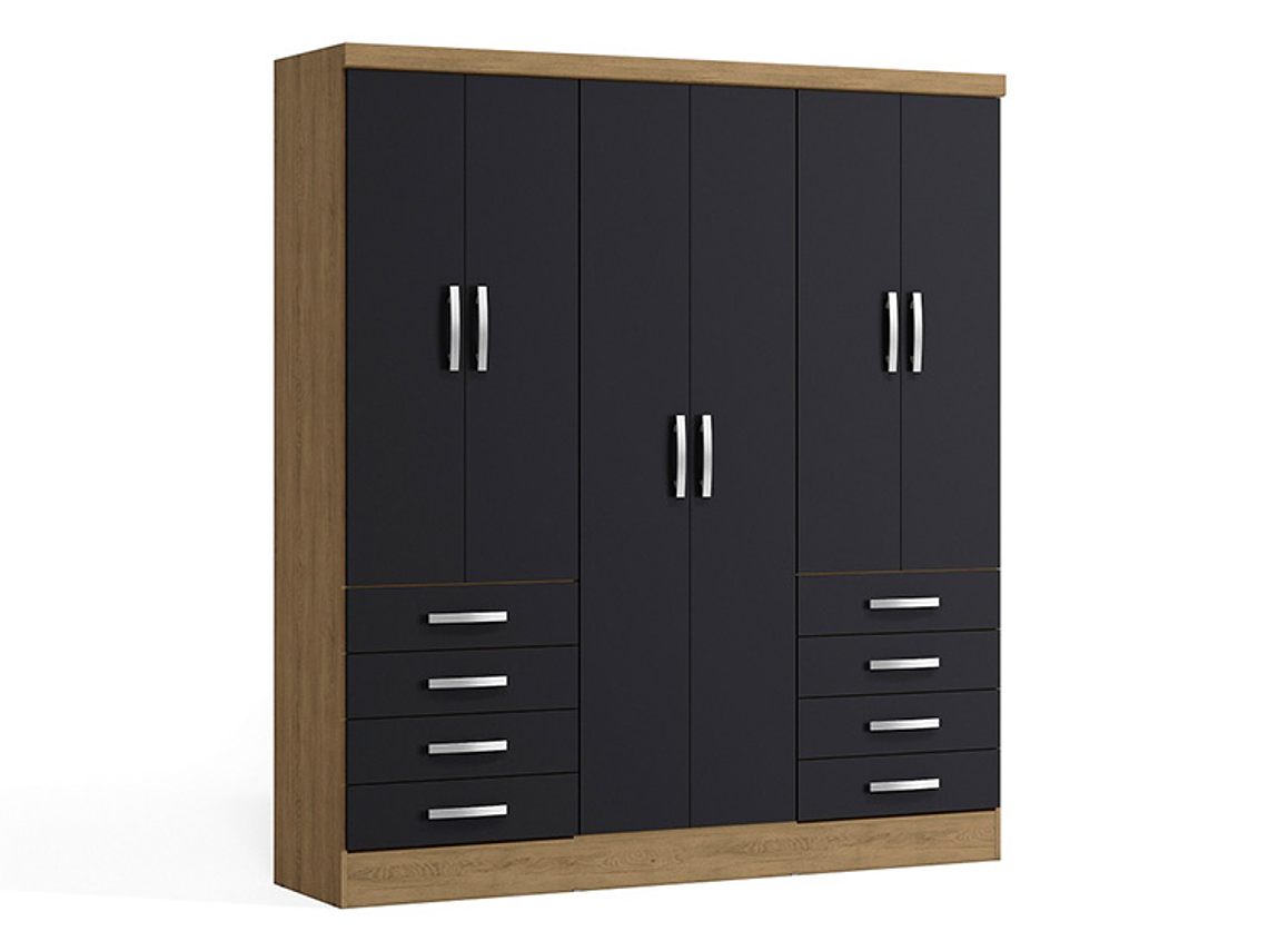 CLOSET YARDAS FREIJO S338 6 PUERTAS 8 CAJONES NEGRO MATE 1