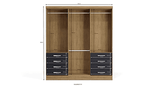 CLOSET YARDAS FREIJO S338 6 PUERTAS 8 CAJONES NEGRO MATE