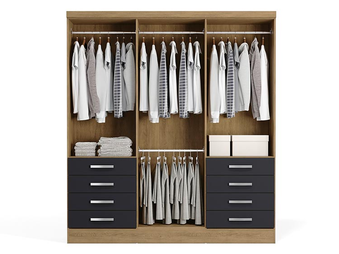 CLOSET YARDAS FREIJO S338 6 PUERTAS 8 CAJONES NEGRO MATE 4