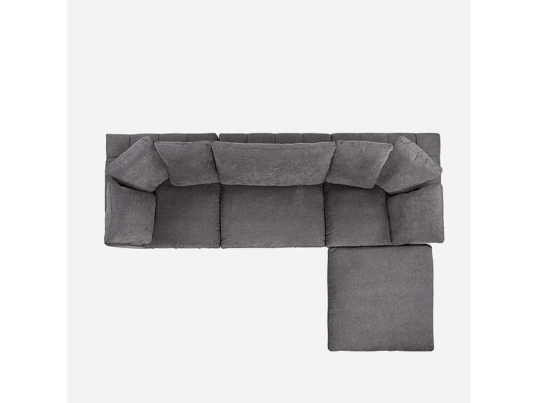 SOFÁ ROSEN GRIS SECCIONAL DORNIE TELA 4 PIEZAS 4