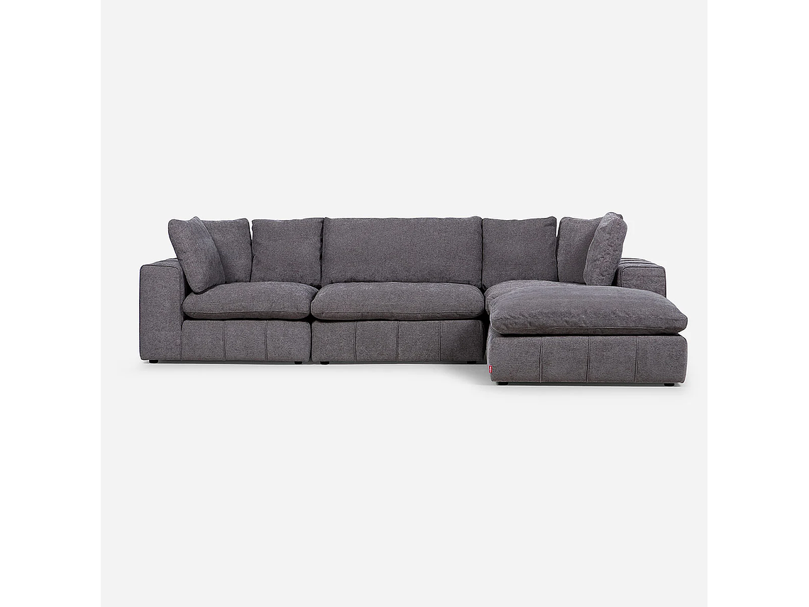 SOFÁ ROSEN GRIS SECCIONAL DORNIE TELA 4 PIEZAS 5