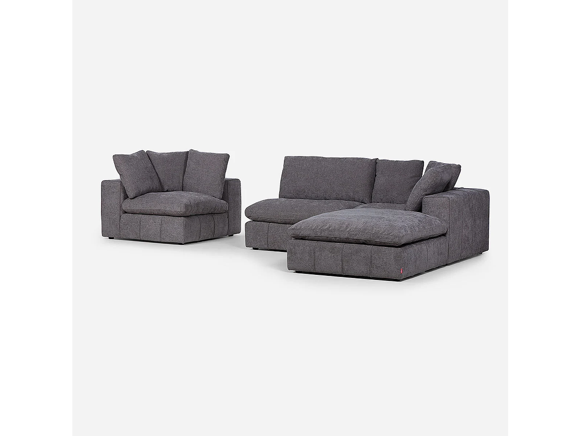 SOFÁ ROSEN GRIS SECCIONAL DORNIE TELA 4 PIEZAS 6