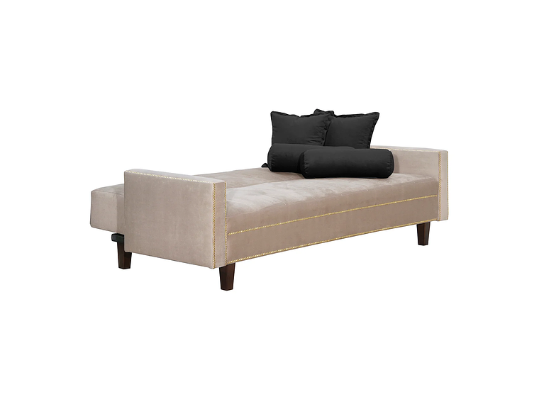 FUTÓN BLACK FACTORY VANGUARDIA 3 CUERPOS FELPA BEIGE SOFA CAMA 200 X110 NEGRO 1