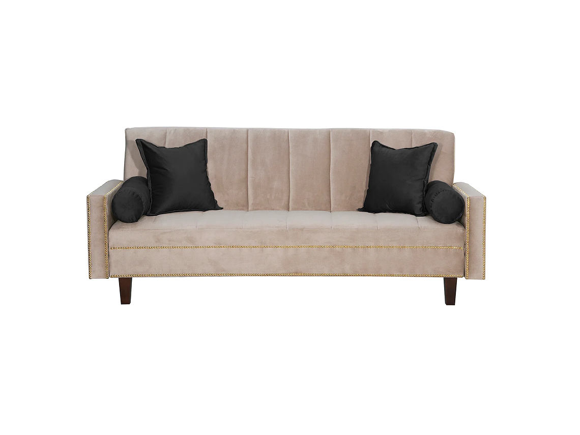 FUTÓN BLACK FACTORY VANGUARDIA 3 CUERPOS FELPA BEIGE SOFA CAMA 200 X110 NEGRO 2