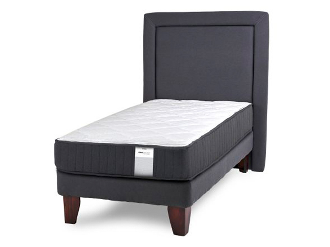 JUEGO DE DORMITORIO DRIMKIP CAMA EUROPEA DUO POCKET PLUS 1 PLAZA GRIS + RESPALDO 1