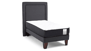 JUEGO DE DORMITORIO DRIMKIP CAMA EUROPEA DUO POCKET PLUS 1 PLAZA GRIS + RESPALDO