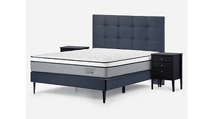 JUEGO DE DORMITORIO ROSEN CAMA EUROPEA INDIE BN 2 PLAZAS + SET ISSEY AZUL