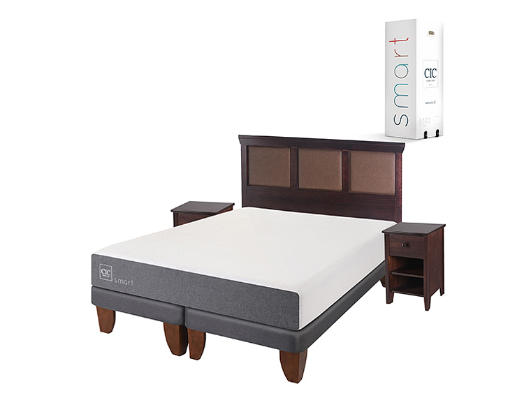 JUEGO DE DORMITORIO CIC CAMA EUROPEA SMART BD KING + SET NEW TORINO CHOCOLATE 2