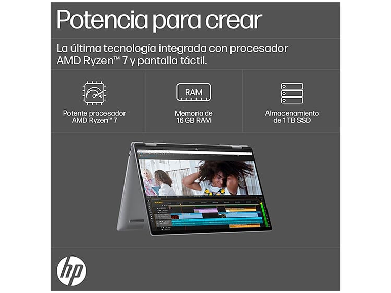NOTEBOOK HP ENVY X360 16-AD0003LA AMD RYZEN 7 16 GB RAM 1 TB SSD PANTALLA TOUCH 16