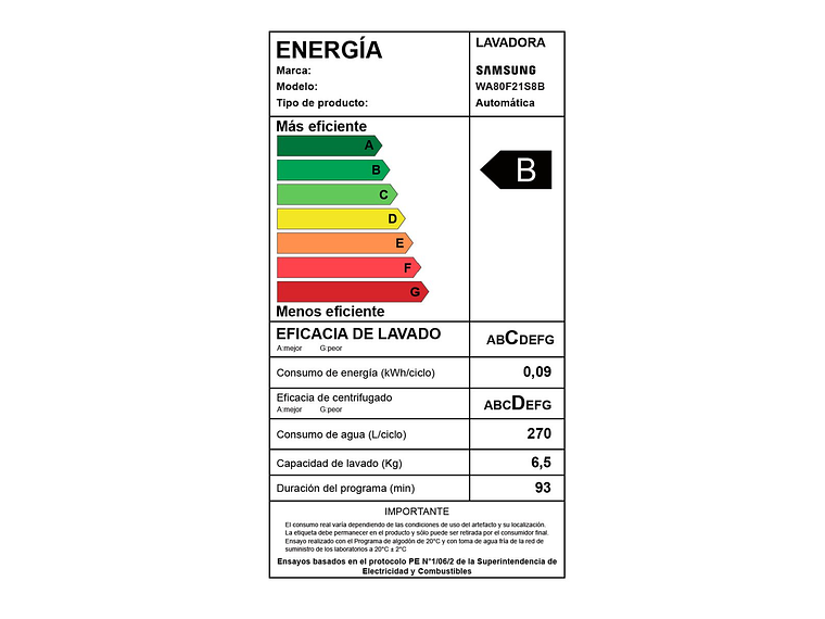 LAVADORA CARGA SUPERIOR SAMSUNG WA80F21S8BZS BE SPOKE 21KG NEGRO 4