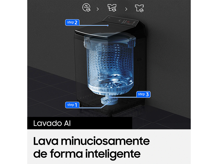 LAVADORA CARGA SUPERIOR SAMSUNG WA80F21S8BZS BE SPOKE 21KG NEGRO 6