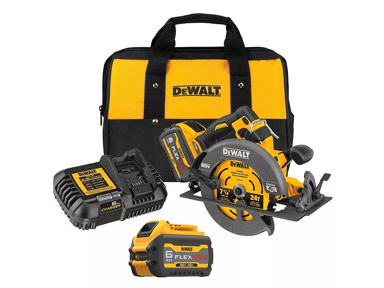 KIT SIERRA CIRCULAR DEWALT INAL. 71/4' 60V + 2 BAT 6A+CARG. 4