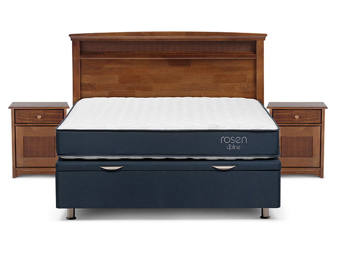 JUEGO DE DORMITORIO ROSEN CAMA BOXET UPLINE 2 PLAZAS + SET VENETO 1