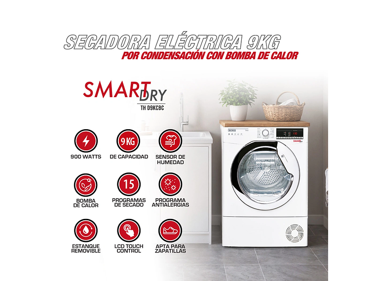 SECADORA DE ROPA BOMBA DE CALOR THOMAS TH-D9KCBC 9KG BLANCO 8