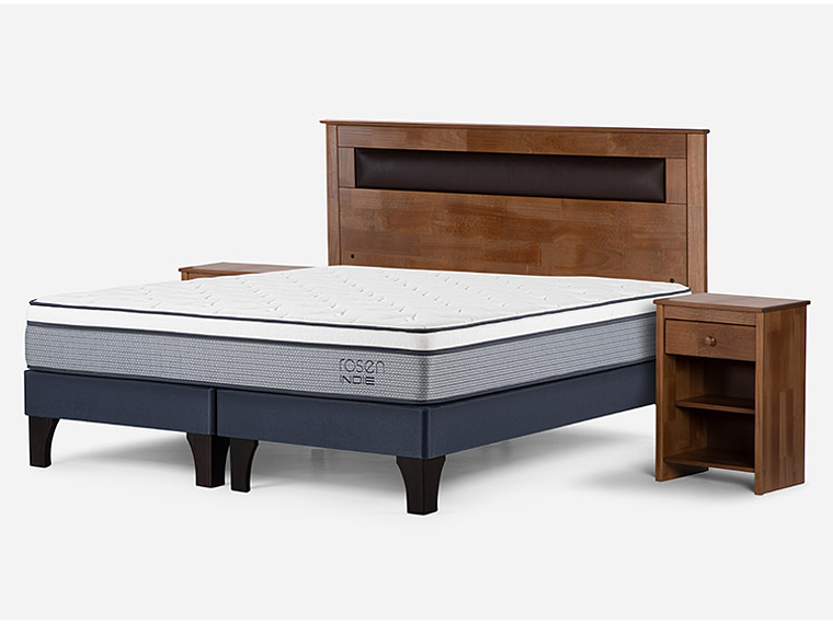 JUEGO DE DORMITORIO ROSEN CAMA EUROPEA INDIE KING AZUL + SET FERRARA 2