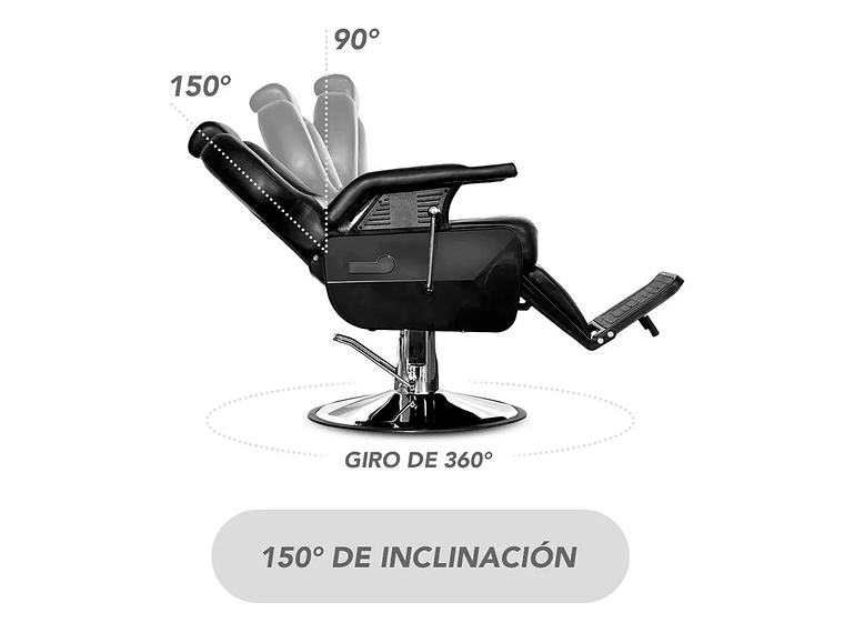 SILLA ACERO NEGRO BARBERIA PELUQUERIA PRO 6