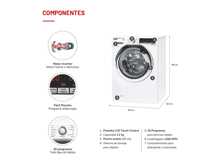 LAVADORA CARGA FRONTAL 11 KG 8