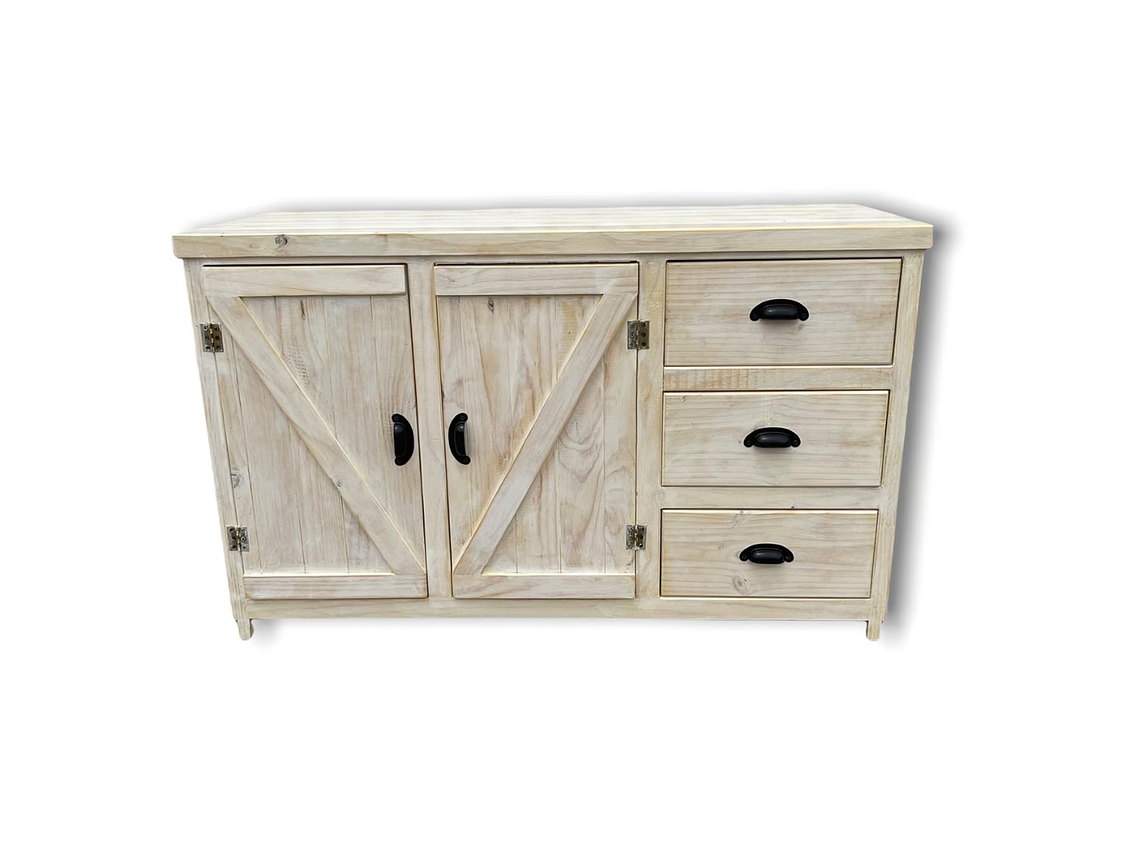 MUEBLE COCINA TAIKKEE MADERA 2 PUERTAS 3 CAJONES BLANCO RÚSTICO ALBAYALDE 3
