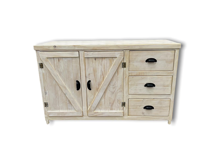 MUEBLE COCINA TAIKKEE MADERA 2 PUERTAS 3 CAJONES BLANCO RÚSTICO ALBAYALDE 3