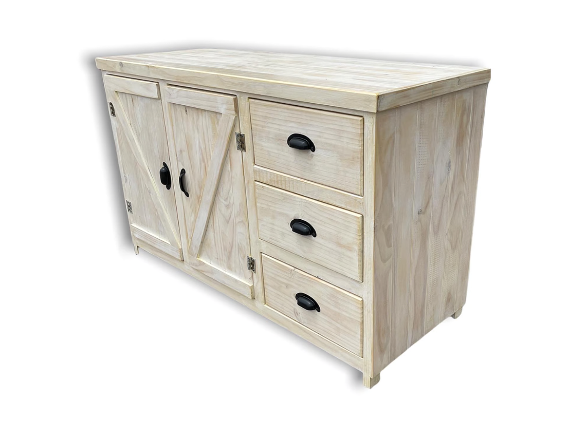 MUEBLE COCINA TAIKKEE MADERA 2 PUERTAS 3 CAJONES BLANCO RÚSTICO ALBAYALDE 4