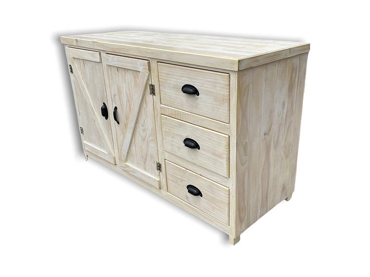 MUEBLE COCINA TAIKKEE MADERA 2 PUERTAS 3 CAJONES BLANCO RÚSTICO ALBAYALDE 4