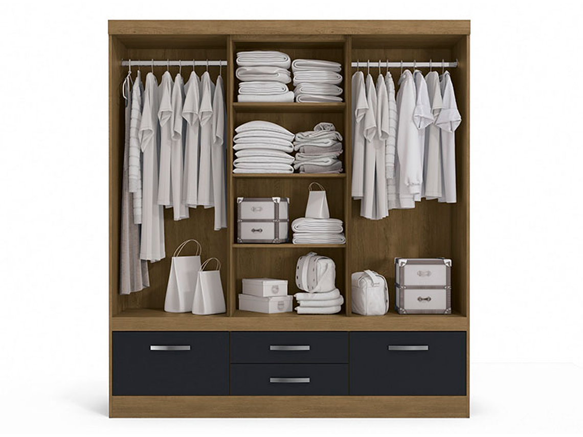 CLOSET YARDAS FREIJO S453 4 PUERTAS 4 CAJONES NEGRO MATE 2