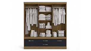 CLOSET YARDAS FREIJO S453 4 PUERTAS 4 CAJONES NEGRO MATE