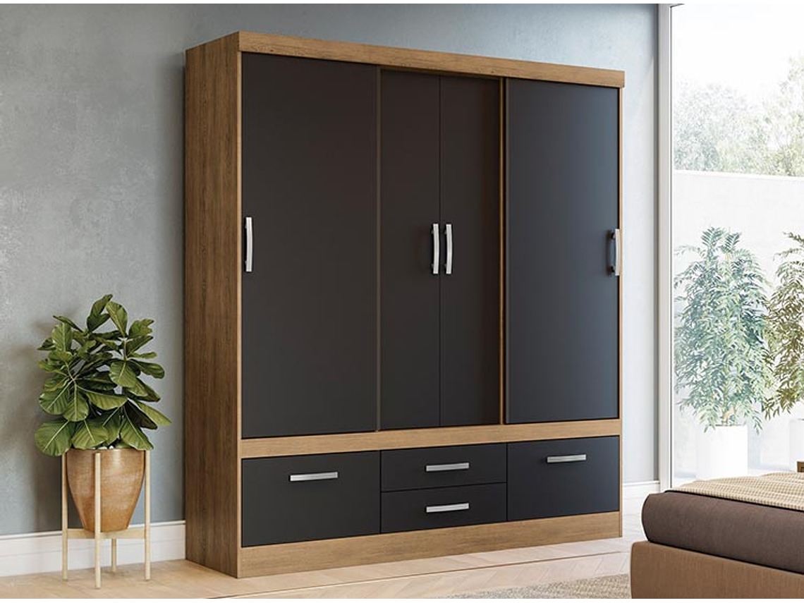 CLOSET YARDAS FREIJO S453 4 PUERTAS 4 CAJONES NEGRO MATE 3
