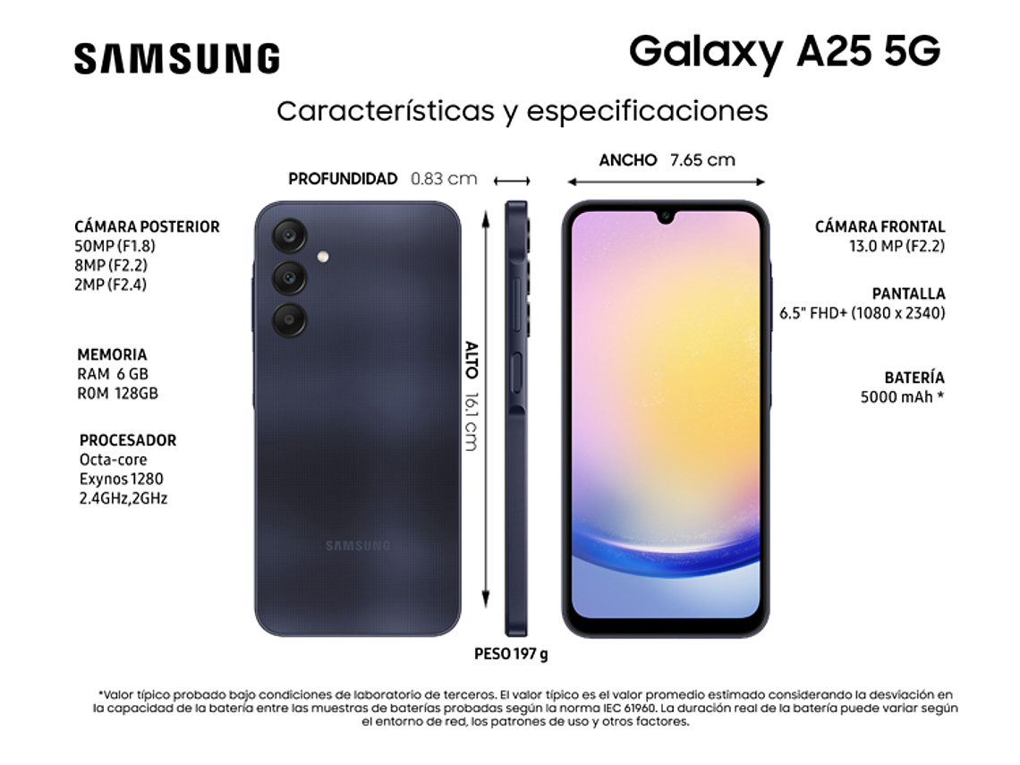 CELULAR SAMSUNG GALAXY A25 5G 128 GB 6 GB RAM 13MP 6.5