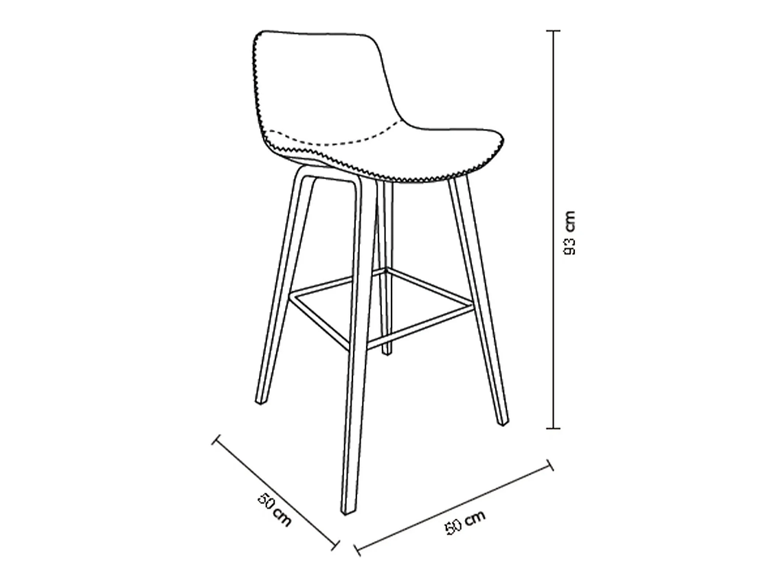 PACK 4 SILLA PISO DE BAR DE MADERA Y CUERO 2