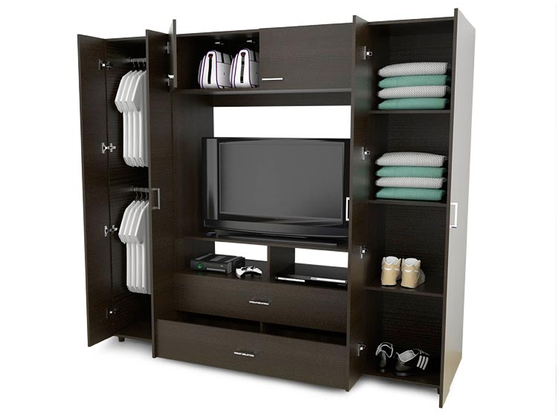 CLOSET TUHOME ENTRETENIMIENTO MANILA Z- 200 6 PUERTAS 2 CAJONES 4