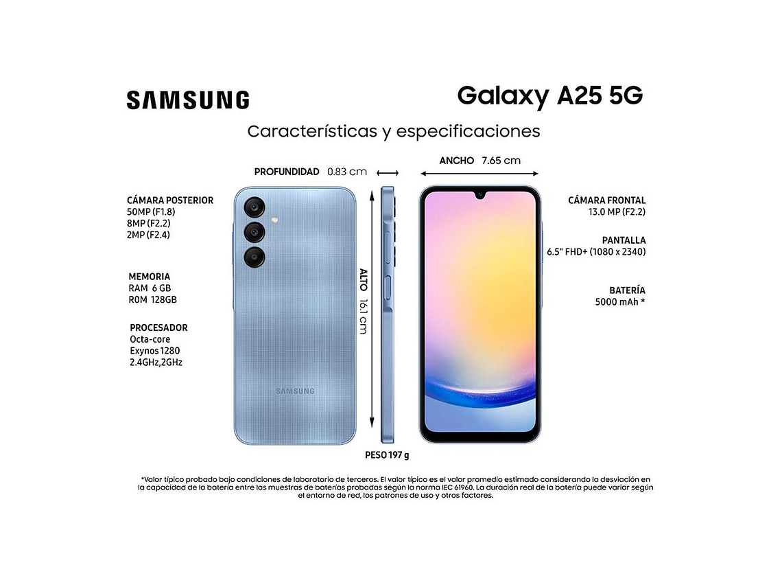 CELULAR SAMSUNG A25 128 GB GALAXY 5G BLUE LIBERADO 8