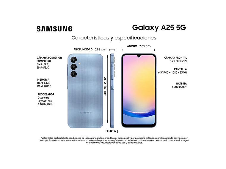 CELULAR SAMSUNG A25 128 GB GALAXY 5G BLUE LIBERADO 8
