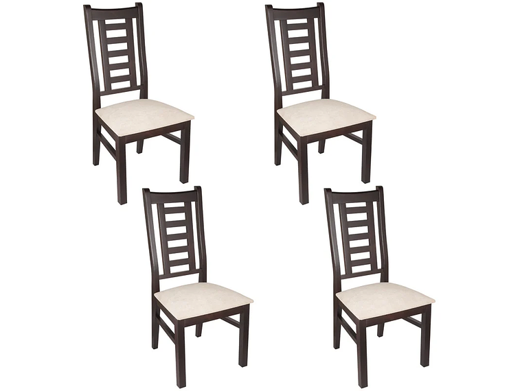 SILLAS ARTHOME PASCAL MADERA CHOCOLATE PACK 4 TAPIZ BEIGE JASPEADO 1