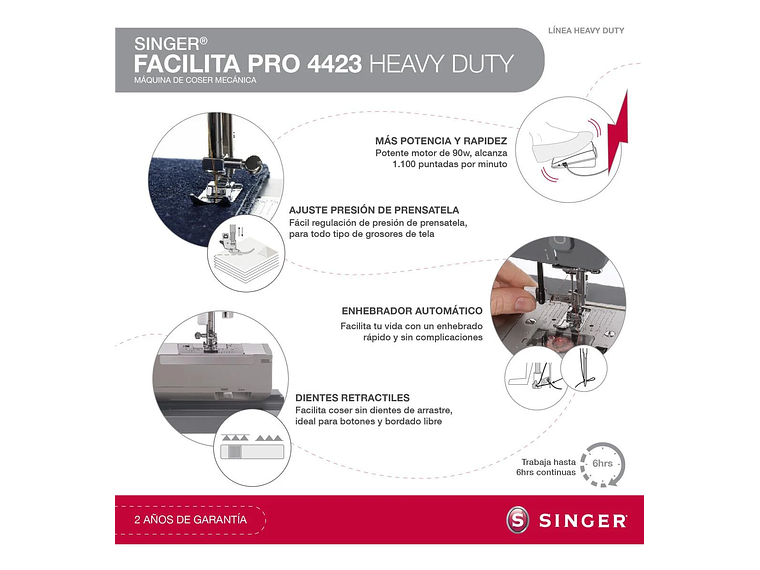 MÁQUINA DE COSER PORTÁTIL SINGER 4423, FUNCIÓN AUTOMÁTICA 5