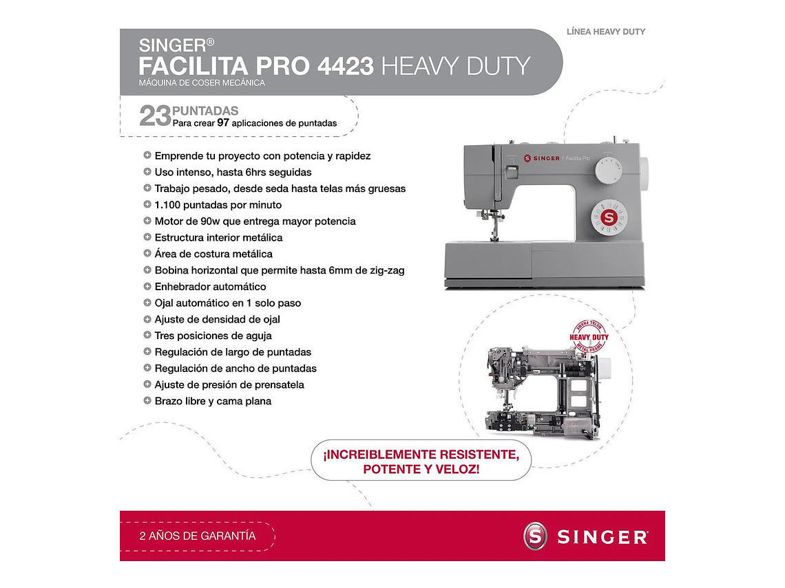 MÁQUINA DE COSER PORTÁTIL SINGER 4423, FUNCIÓN AUTOMÁTICA 7