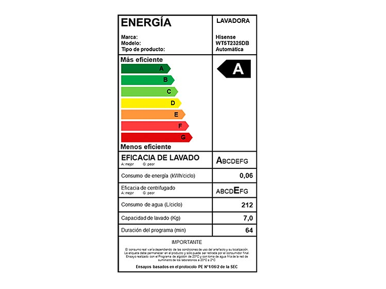 LAVADORA CARGA SUPERIOR HISENSE WT3T2325DB 23KG NEGRO 2