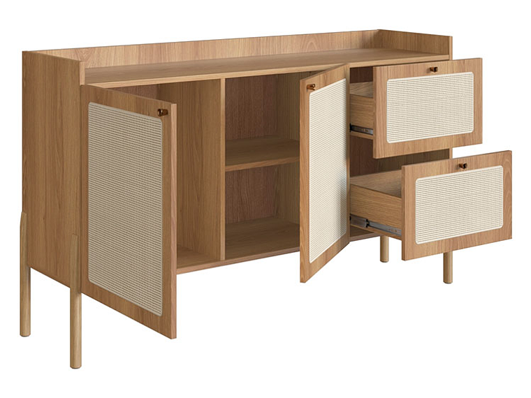 BUFFET DECOCASA OSLO 27969 RATAN 1.4 13 PUERTAS 2 CAJONES 3