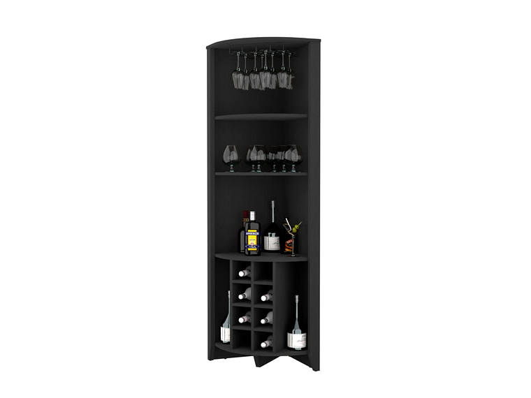 BAR FMFURNITURE ESQUINERO 8 BOTELLEROS Y PORTACOPAS FM 002N NEGRO 2
