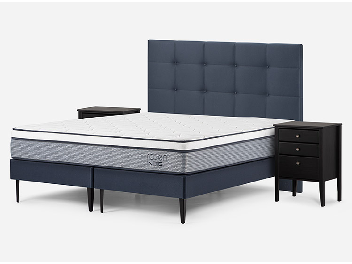 JUEGO DE DORMITORIO ROSEN CAMA EUROPEA INDIE BD 2 PLAZAS + SET ISSEY AZUL 2