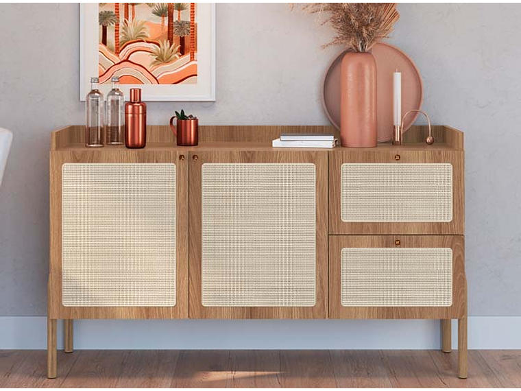 BUFFET DECOCASA OSLO 27969 RATAN 1.4 13 PUERTAS 2 CAJONES 5